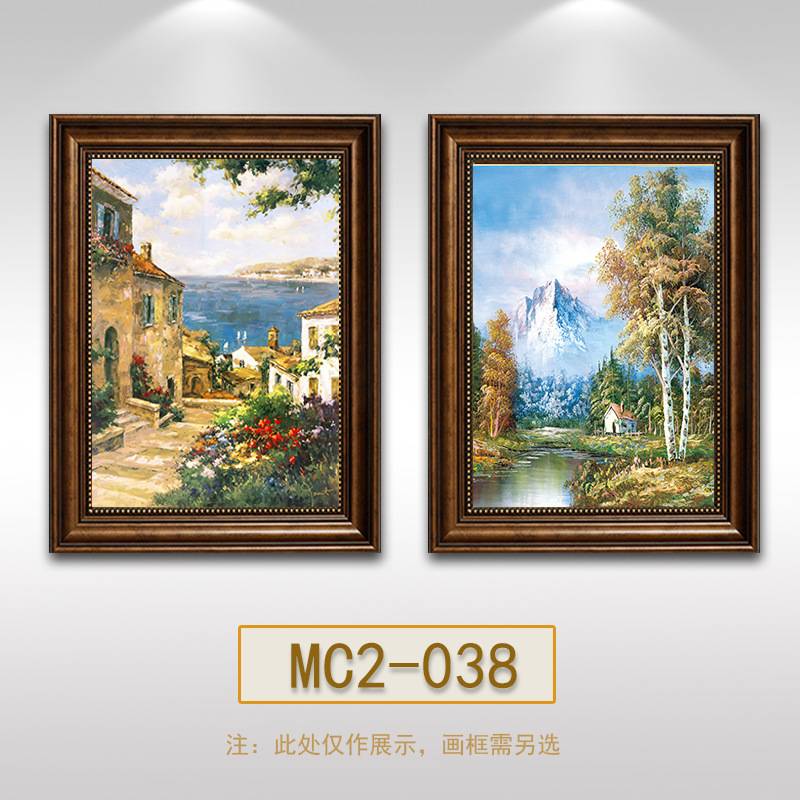 美式餐厅挂画欧式客厅画免打孔电表箱装饰画复古花卉油画风景挂画图片