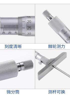 青量深度NNH千分尺杆数显高精度量测固具数深孔显测量测厚定座卡