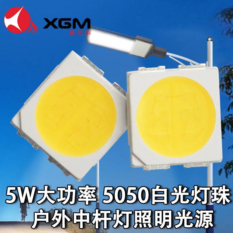 5050大功率户外白灯光源陶瓷灯珠高光效10W超高亮led5050白光灯珠