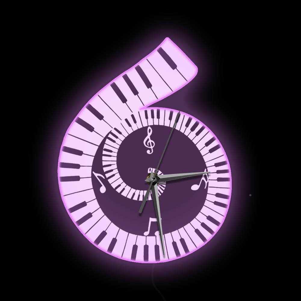 LED不灯白色时外框挂墙钟黑白钢琴键高音谱规则SDGZ-027钟家居装