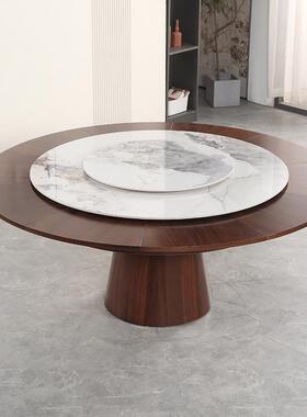 旋转变伸缩变88528径餐桌带转盘岩板木形餐桌功能可伸缩可变多实