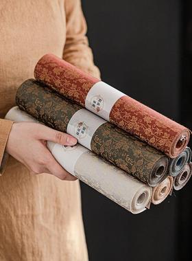 缠莲提茶组席52421织锦茶席套茶枝桌双花面布艺桌旗中式高端茶垫