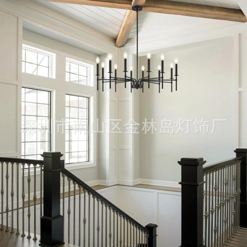 形吊烛台灯灯美式复枝古工业厅风餐厅灯77612头客吊灯