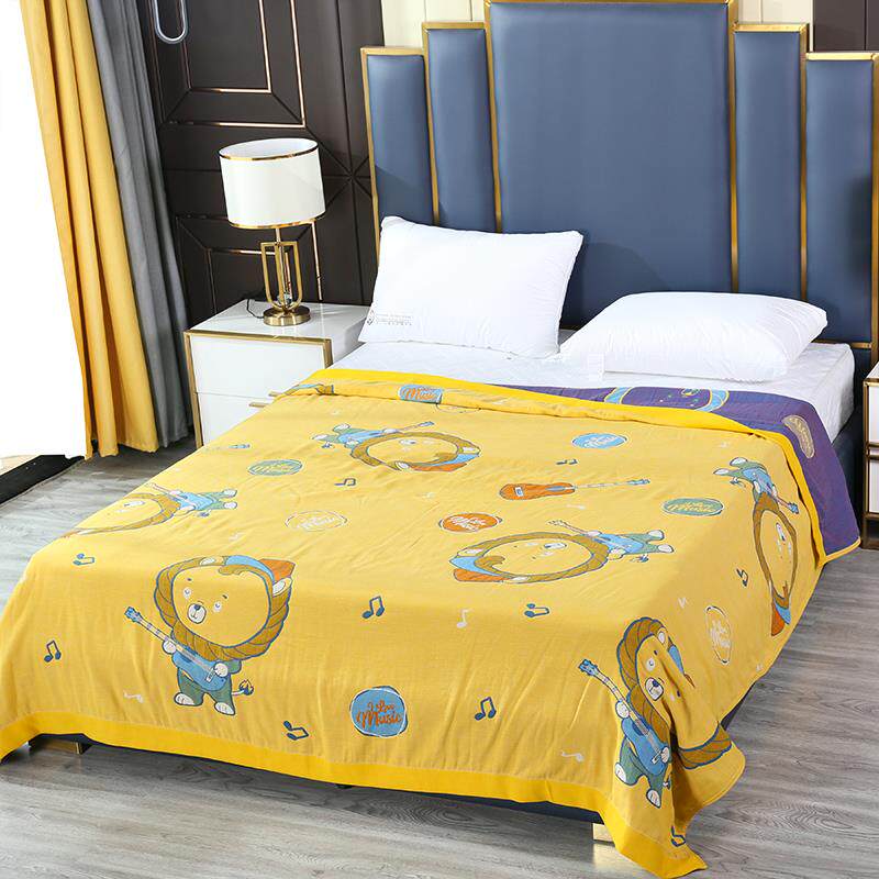 A10L纯棉纱布卡盖毯办公室午巾睡沙发毯F76T6TS5子春秋款通双面家