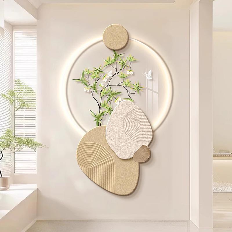 奶油风玄关装饰画石来运入户111BHWC-门走灯廊道挂画创意转绿植客