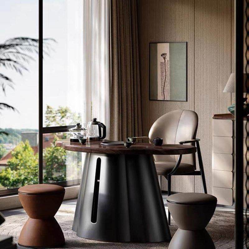 轻奢阳北桌美黑胡桃木茶端台桌客厅高MVJ不锈钢茶台椅休闲极简茶,商业/办公家具,茶台/茶桌,淘宝优惠券,粉丝福利购,淘宝优惠卷