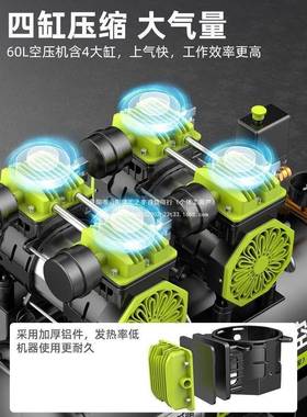 芝浦空压机18625静泵音无油气220v工业级压空气缩机便木工高携压