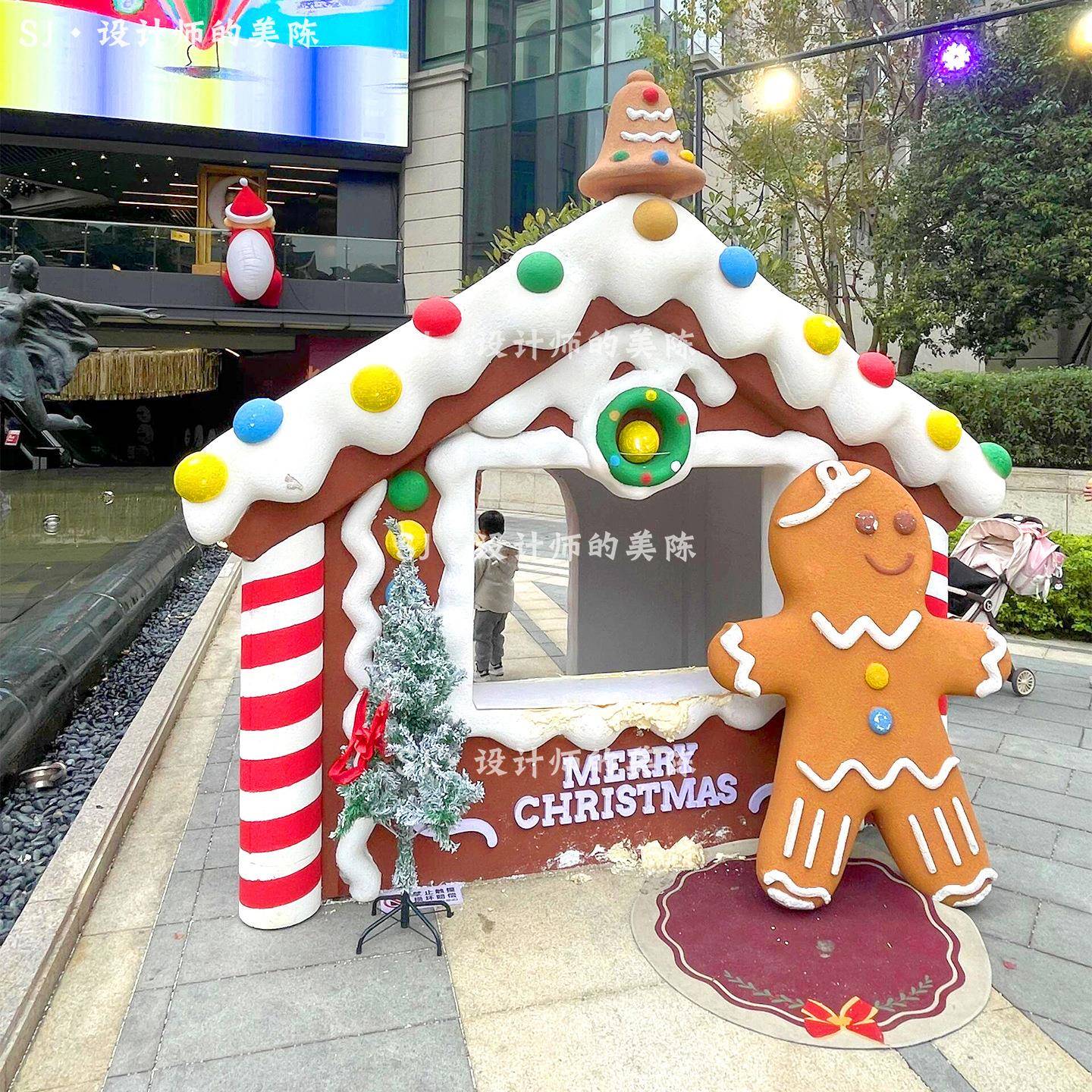 圣诞NOB节主题卡泡沫雕场塑饼房屋子商道具打模型场景布置摆姜件