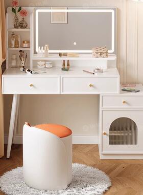 奶油梳风新家TIV用轻奢妆台化妆子沙发卧款室圆皮凳凳客厅茶桌小