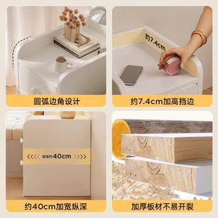 实木床头柜卧ZQX室置物架薄极窄法式奶油风夹角缝物收纳柜墙缝隙