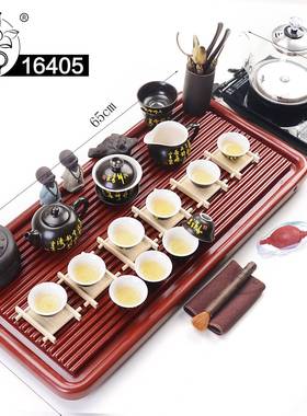 16164A4整块石茶盘家用电木现代中式石简约胶木重竹茶办公电质排