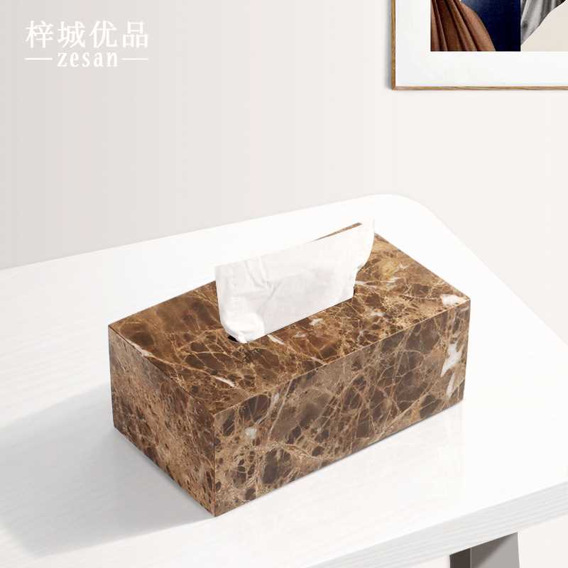 天然大理石卫生间纸巾盒北欧酒店客厅轻奢擦手纸抽纸盒托盘样板房