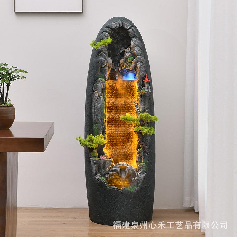 假山喷泉流水摆件客厅办公茶室阳台风水招财鱼缸造景落地水景