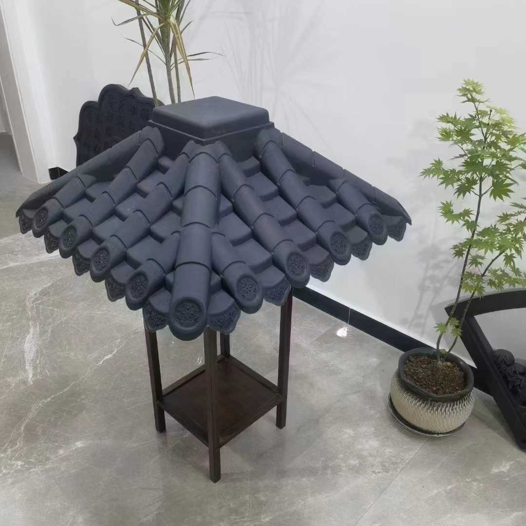 仿古围墙一体瓦柱头帽中式墙头瓦片压顶墙帽柱头帽盖帽柱头装饰
