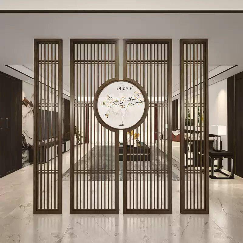 新式屏风隔断厅入户实木格遮栅挡现中代简约卧室隔断985墙客装饰