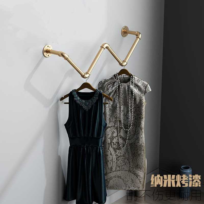 【包邮】工业风水管挂衣架服装架上墙展示衣帽架壁挂式铁艺衣