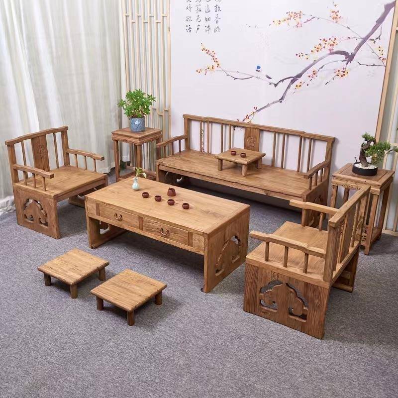 茶桌椅老榆木茶台茶桌餐桌泡茶台茶艺室办公室会客茶桌椅
