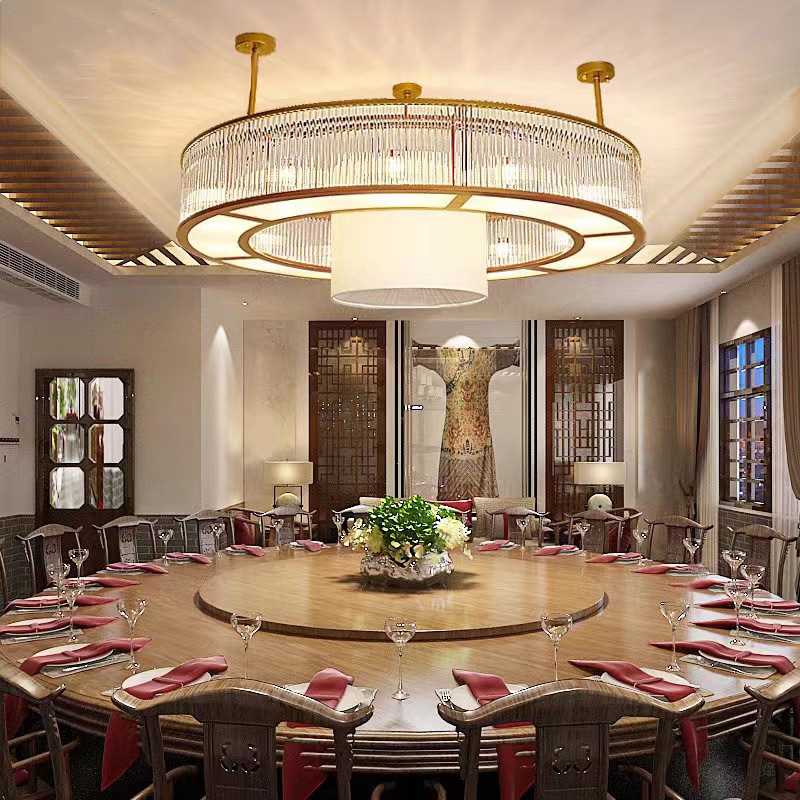 新中式客厅吊灯酒店大堂餐厅包间饭店中式水晶吊灯中国风中山灯具