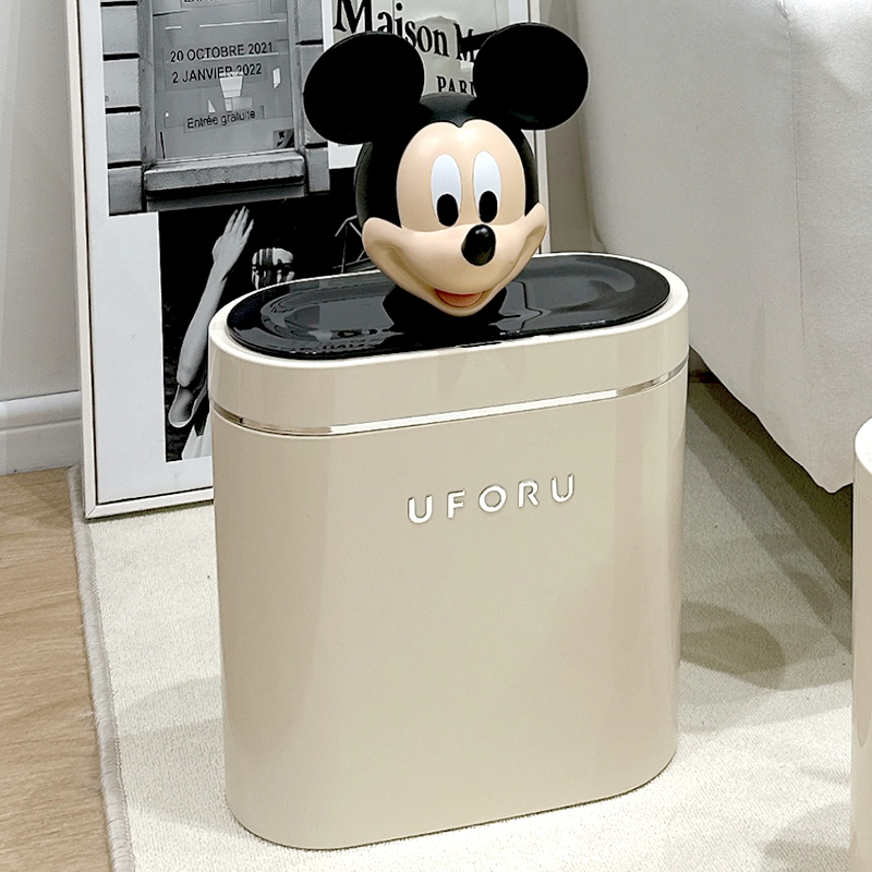 速发奶油风拉垃圾桶高颜值能室感应式全自动客厅夹缝带盖卧智家用