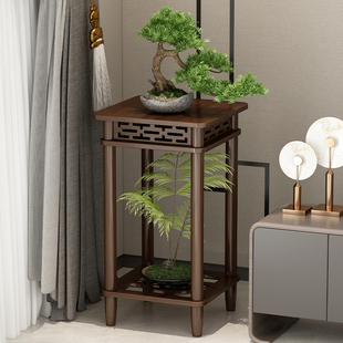 速发新中式花架客厅落地式实物多功能置物架小木花盆托架植型摆放