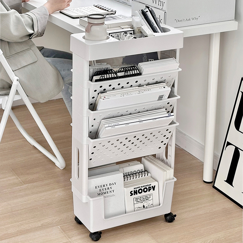 速发桌边收纳阅读书架立生课桌书桌侧边读书看书学架可移动置物架