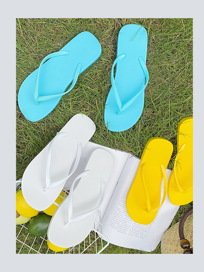 速发度滑可爱纯色简约平底人字拖时尚韩版沙滩拖鞋防假外穿