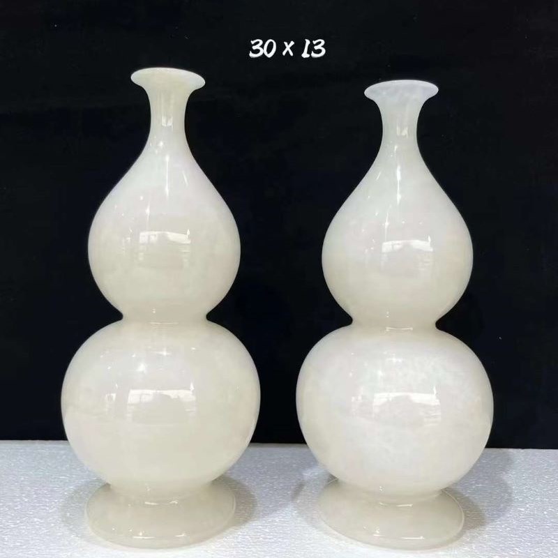速发福禄双全玉石葫芦花瓶摆件白玉瓶客厅玄关装饰品乔迁新居礼品