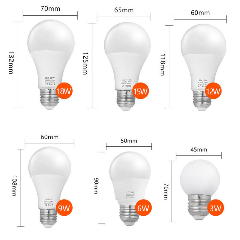 速发 Bulb E27 W 6W W 12W 15W 18W  Lp 220v 240v E14