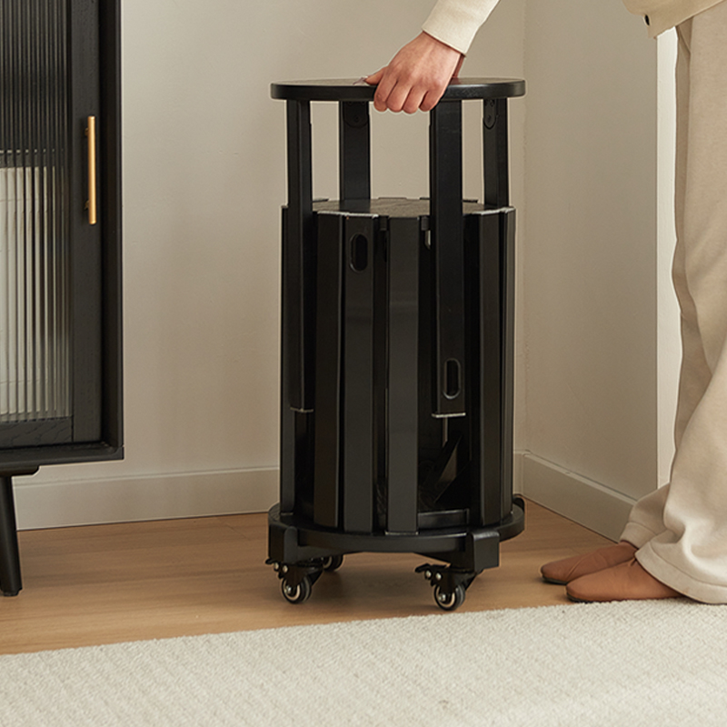 实木凳子家用结实耐用可叠放圆凳四合一带滑轮茶几凳叠叠乐餐桌凳