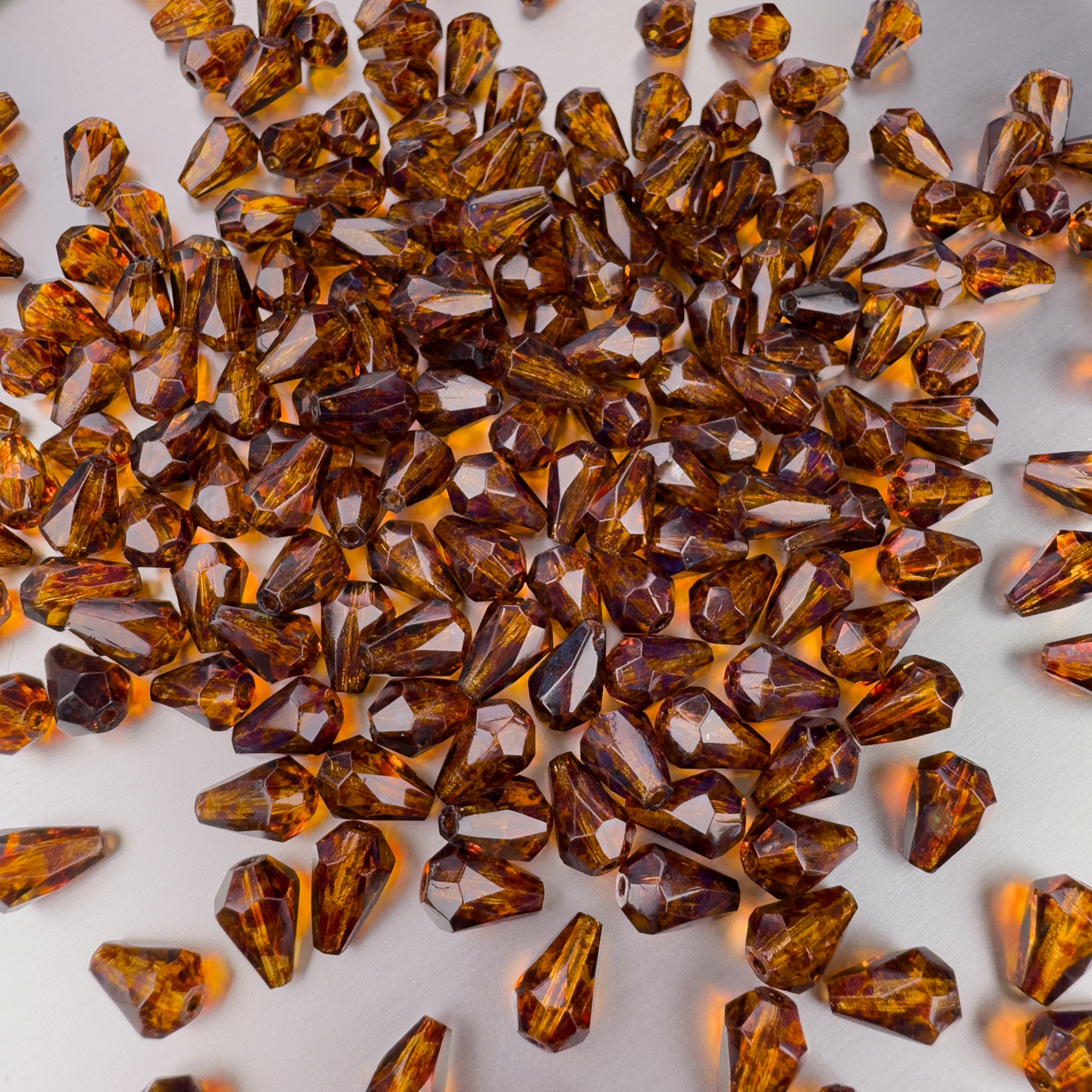 菱形水滴切面珠10x7mm捷克进口琉璃DIY手工串珠复古风格饰品材料