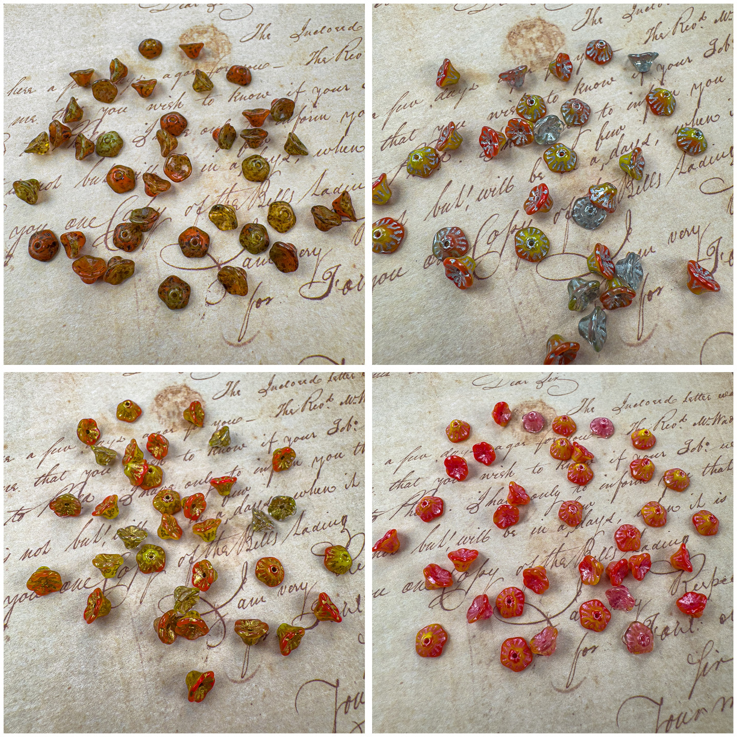 捷克进口7x5mm复古油画风铃琉璃珠DIY手工串珠复古风格饰品材料