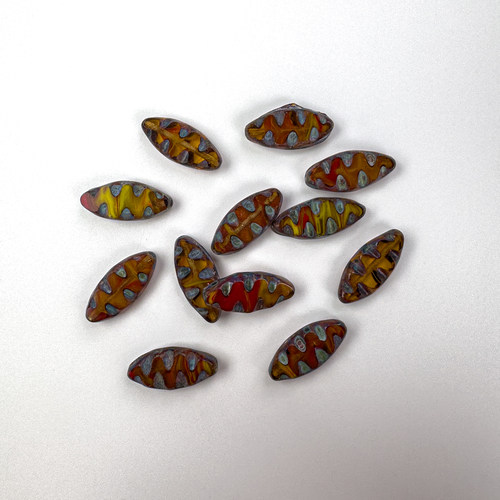 柳叶形河流珠切面18x7mm捷克进口DIY手工串珠复古风格饰品材料