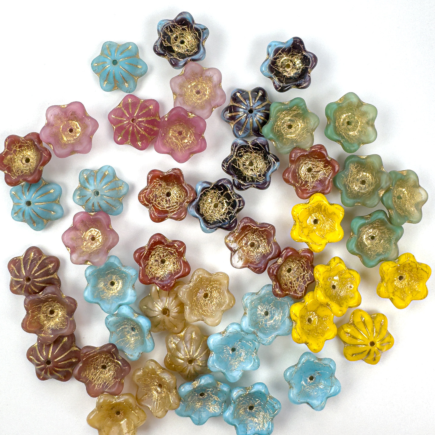 捷克进口风铃花托琉璃珠DIY手工串珠复古风格饰品材料