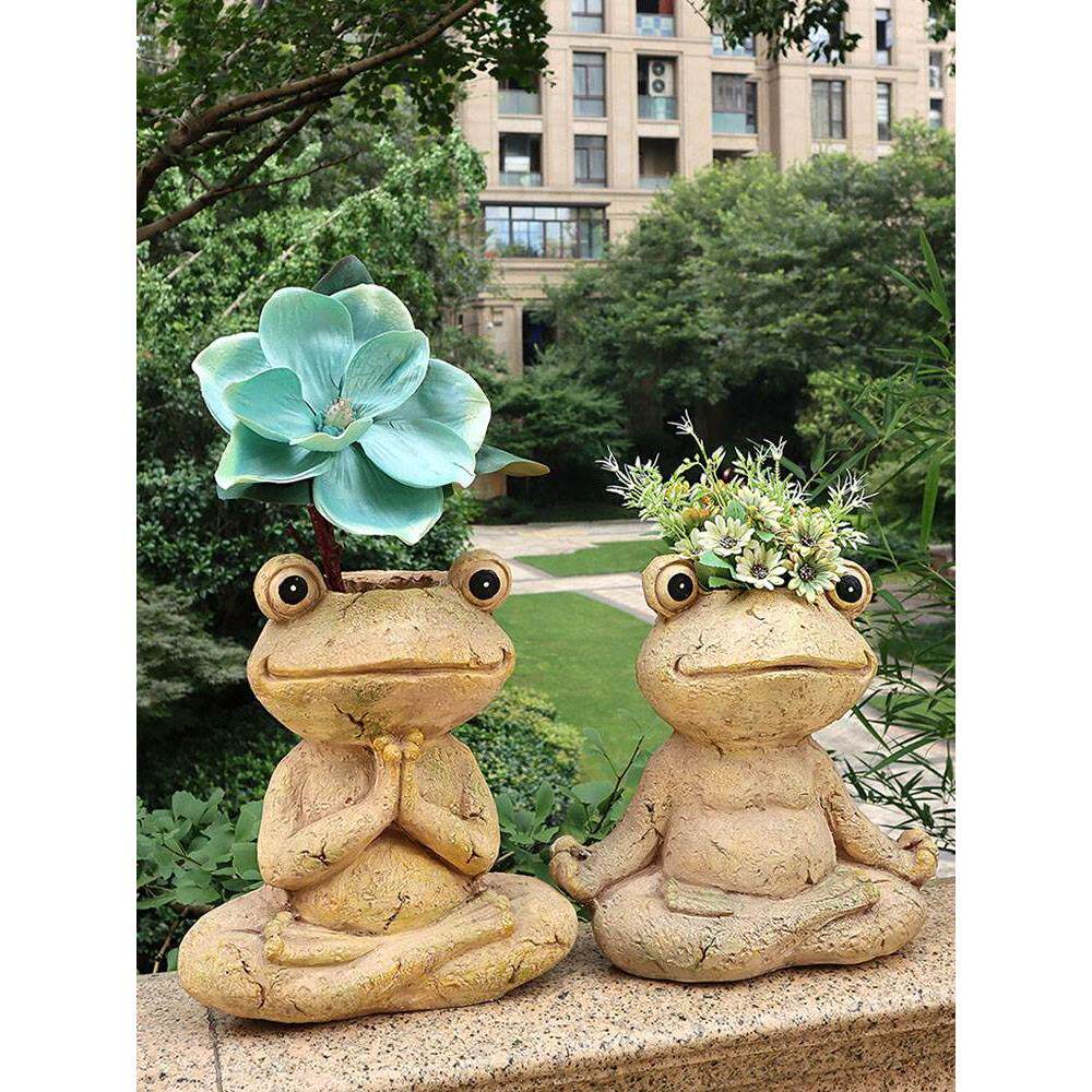 花园装饰瑜伽青蛙动物花盆户外庭院别墅园林顶楼阳台创意落地摆件