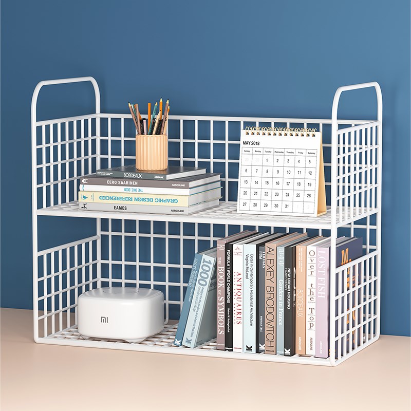 速发桌架收纳书架小书桌儿童简易办公桌桌上置物架神层双器面二层