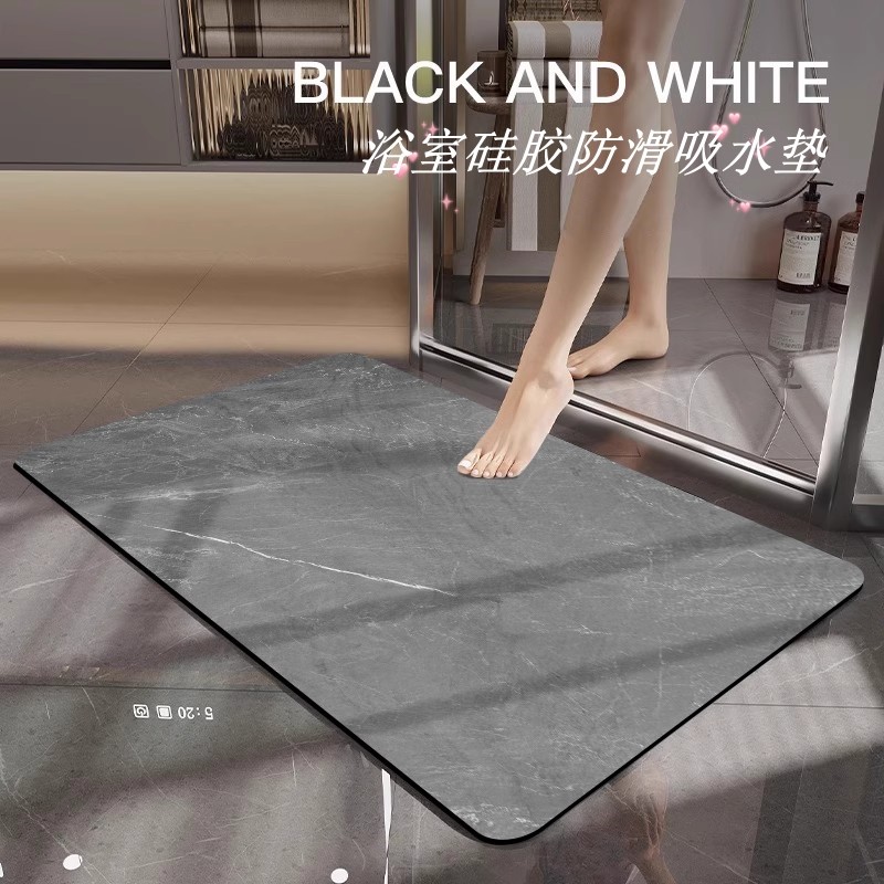 速发浴室硅胶防滑垫防l摔地垫软硅藻泥吸水垫大尺寸卫生间门口速