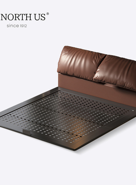 大象耳朵铁艺碳素钢铁架床意式轻奢悬浮双人床真皮头层牛皮主卧OG