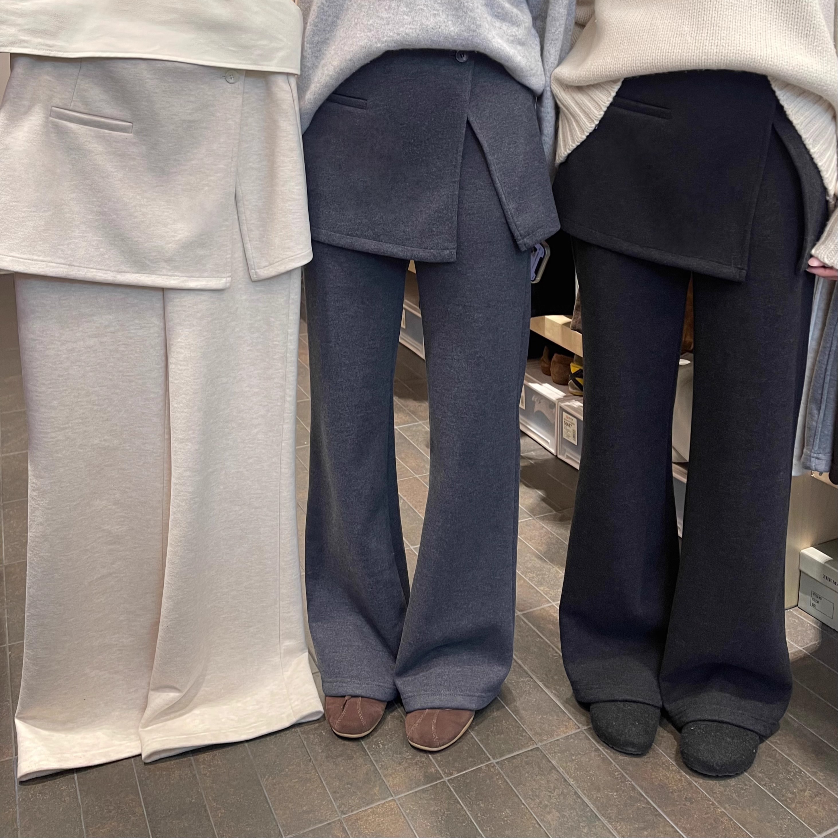 冬季加绒微喇屁帘裤休闲拖地裤