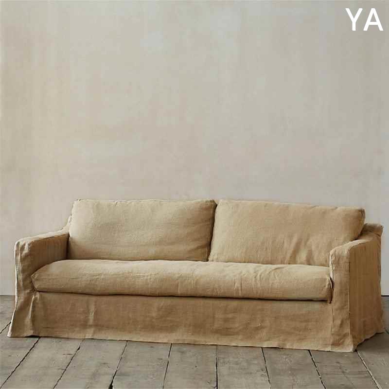 布艺沙发可拆洗复古风民宿单人椅侘寂风简约亚小户麻型中古新款