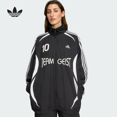 adidas阿迪达斯三叶草足球风可拆卸袖外套2025秋女工装夹克KE7569