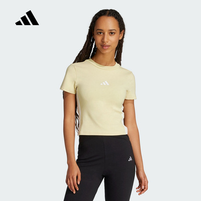 adidas阿迪达斯易用系高腰短款半袖2025夏女短袖BABY T恤 JE1246