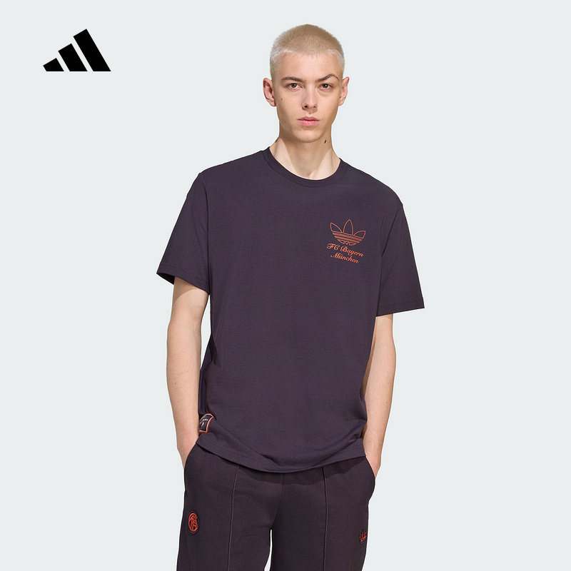 adidas阿迪达斯拜仁慕尼黑足球文化半截袖2025秋男短袖T恤 JM9444