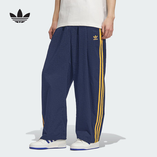 adidas阿迪达斯三叶草泡泡纱宽松运动裤2025秋男针织长裤KC2617