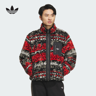 adidas阿迪达斯三叶草双面穿提花外套2025冬男TOC针织夹克 KC0105