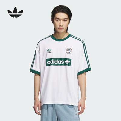 adidas阿迪达斯三叶草足球风半袖2025秋男RINGER短袖T恤 KC2602