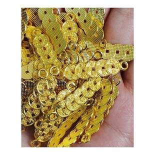 拼接挂件吊坠合金五帝钱钱串子古银色钱手链服装电镀饰品铜钱