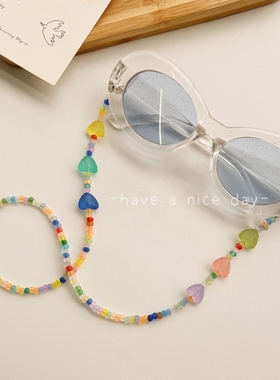 口罩链挂绳diy亚克力链条爱心饰