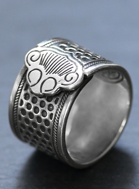 单身器金属手工压指环祥云戒指顶