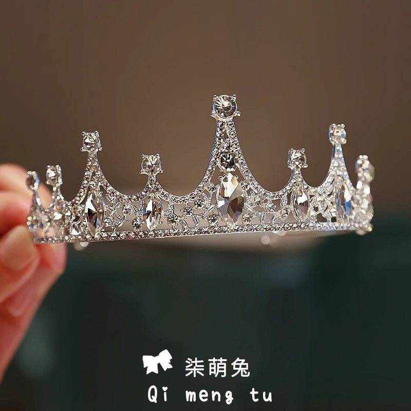皇冠头饰儿童水晶发箍高端花童发饰女童生日头箍公主演出王冠发卡