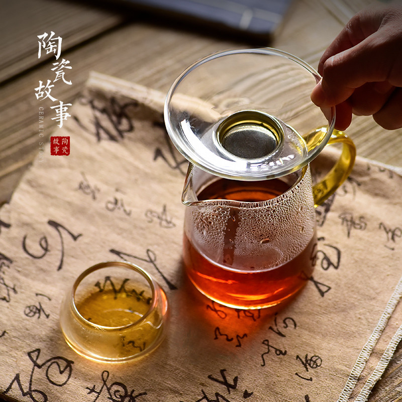 陶瓷故事茶漏茶滤网玻璃泡茶神器茶水分离茶具配件公道杯套装一体